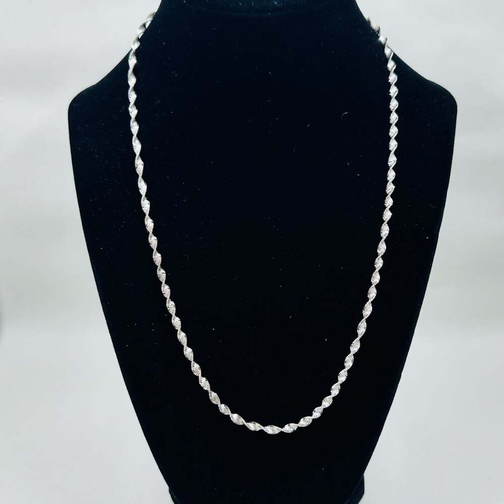 925 Italy Sterling Silver Twisted Textured Chain Necklace 18”